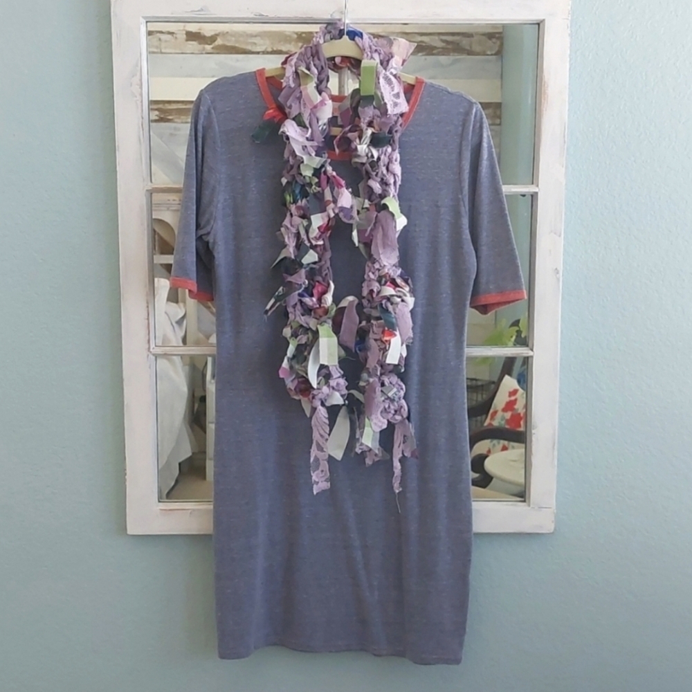 Art Scarf Upcycled Mixed Media Lace Satin Cotton Lavender Floral - Picture 2 of 8